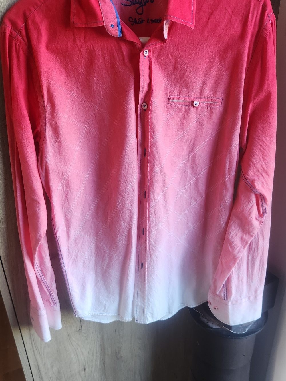 Sugar Men's Ombré Coral to White Button-Up Shirt